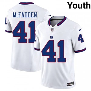 NYG Micah McFadden #41 Youth Essential Football Sewn Jersey - White Throwback Edition 33187587