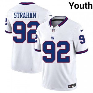 NYG Michael Strahan #92 Youth Player Football Sewn Jersey - White Throwback Edition 52996460