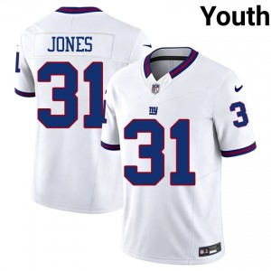 New York Giants Nic Jones #31 Youth Gameday Football Embroidery Jersey - White Throwback Edition 66141257