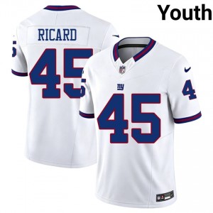 NY Giants Patrick Ricard #45 Youth Essential Football Stitch Jersey - White Throwback Edition 53232896