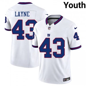 Big Blue Raheem Layne #43 Youth Pro Cut Football Embroidery Jersey - White Throwback Edition 14744013