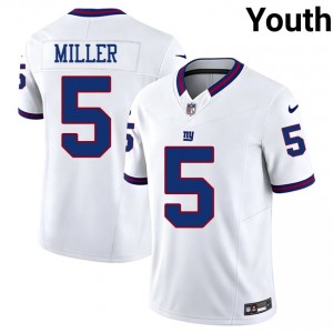 New York Giants Ryan Miller #5 Youth Classic Football Stitched Jersey - White Throwback Edition 45415376