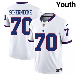 Big Blue Ryan Schernecke #70 Youth Elite Thread Football Embroidery Jersey - White Throwback Edition 40136635