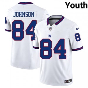 New York Giants Theo Johnson #84 Youth Elite Thread Football Stitched Jersey - White Throwback Edition 65306631