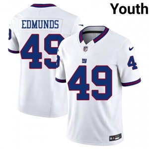 NY Giants Tremaine Edmunds #49 Youth Classic Football Stitch Jersey - White Throwback Edition 11798016