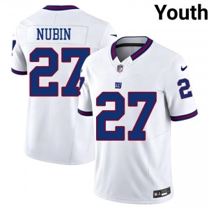 New York Giants Tyler Nubin #27 Youth Iconic Football Stitched Jersey - White Throwback Edition 99618242