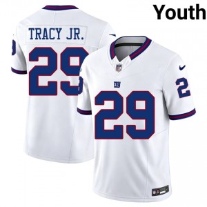 New York Giants Tyrone Tracy Jr. #29 Youth Premium Football Embroidery Jersey - White Throwback Edition 89005408