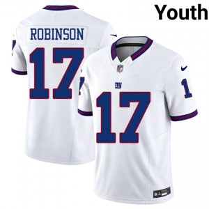 NY Giants Wan'Dale Robinson #17 Youth Durable Football Stitch Jersey - White Throwback Edition 71413897