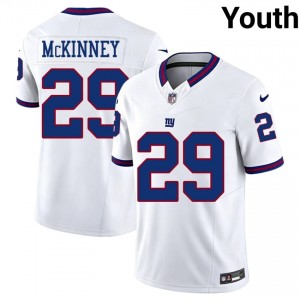 NY Giants Xavier McKinney #29 Youth Player Football Stitch Jersey - White Throwback Edition 73792861