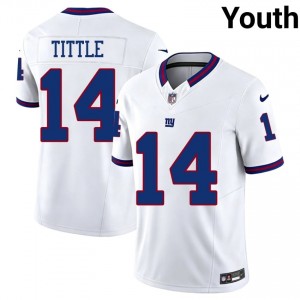 New York Giants Y.A. Tittle #14 Youth Original Football Embroidery Jersey - White Throwback Edition 25302505